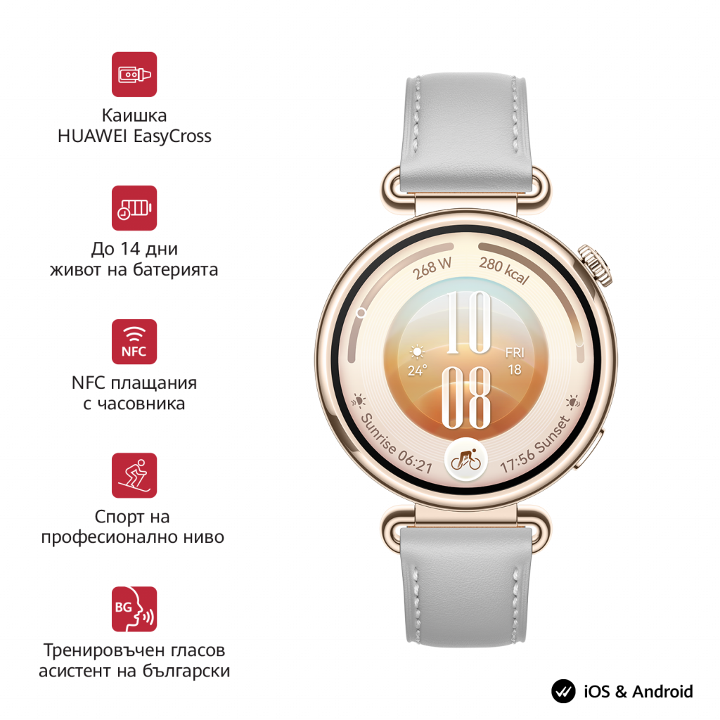 Смарт часовник Huawei Watch GT 7 &nbsp;Konsu-B39L Grey Composite Leather